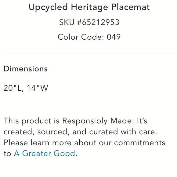 NWOT RARE Anthropologie Upcycled Heritage Placemats-Set of 2-1Blue & 1 Red - Picture 14 of 16